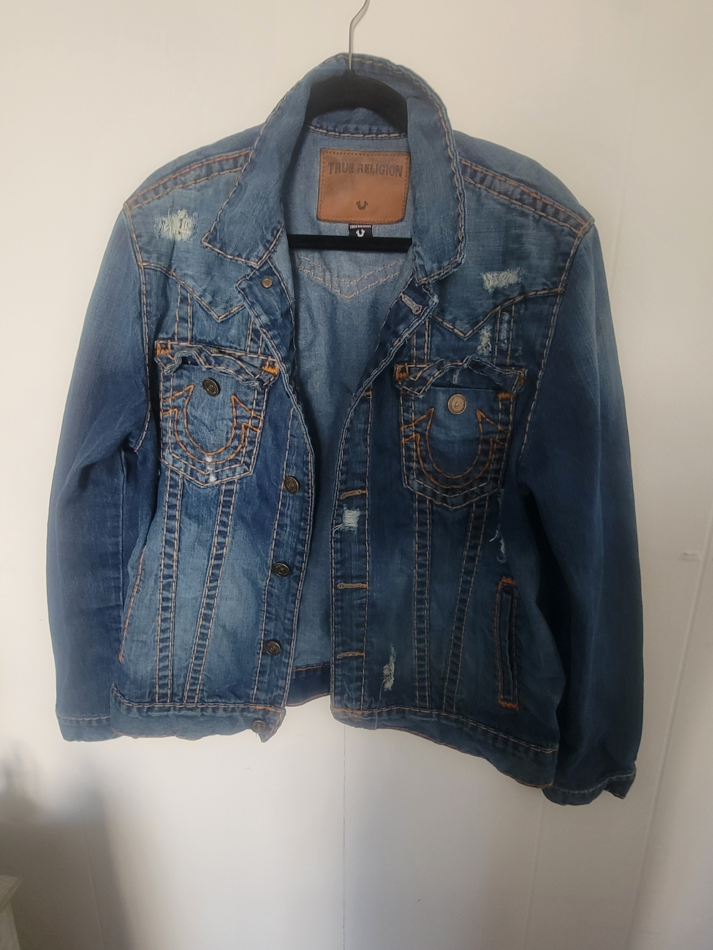 True Religion Distressed Blue Denim Jacket